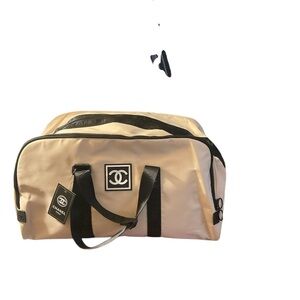 GWP CHANEL Beige and Black Logo Weekender/Tote